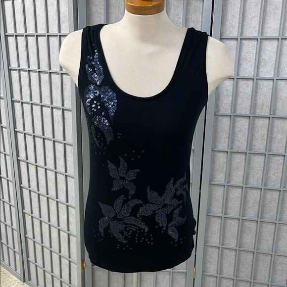 Tristan Black and Silver Tank Top with Sleek Design, Women’s Size Medium - Picture 1 of 5